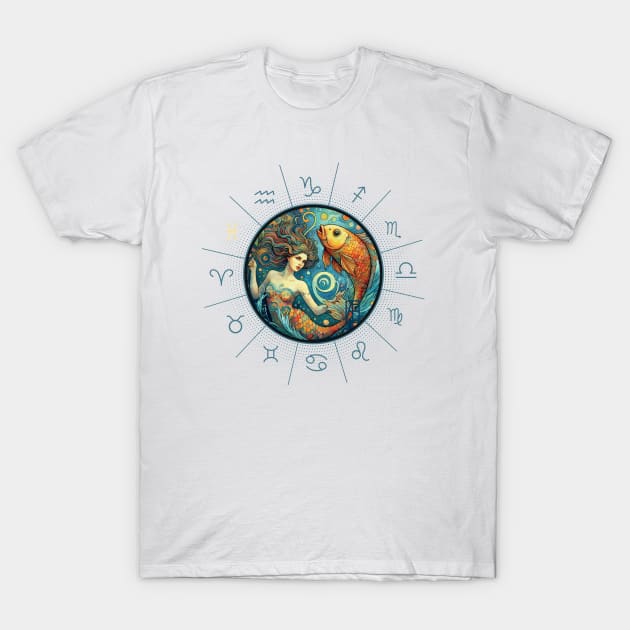 ZODIAC Pisces - Astrological PISCES - PISCES - ZODIAC sign - Van Gogh style - 12 T-Shirt by ArtProjectShop